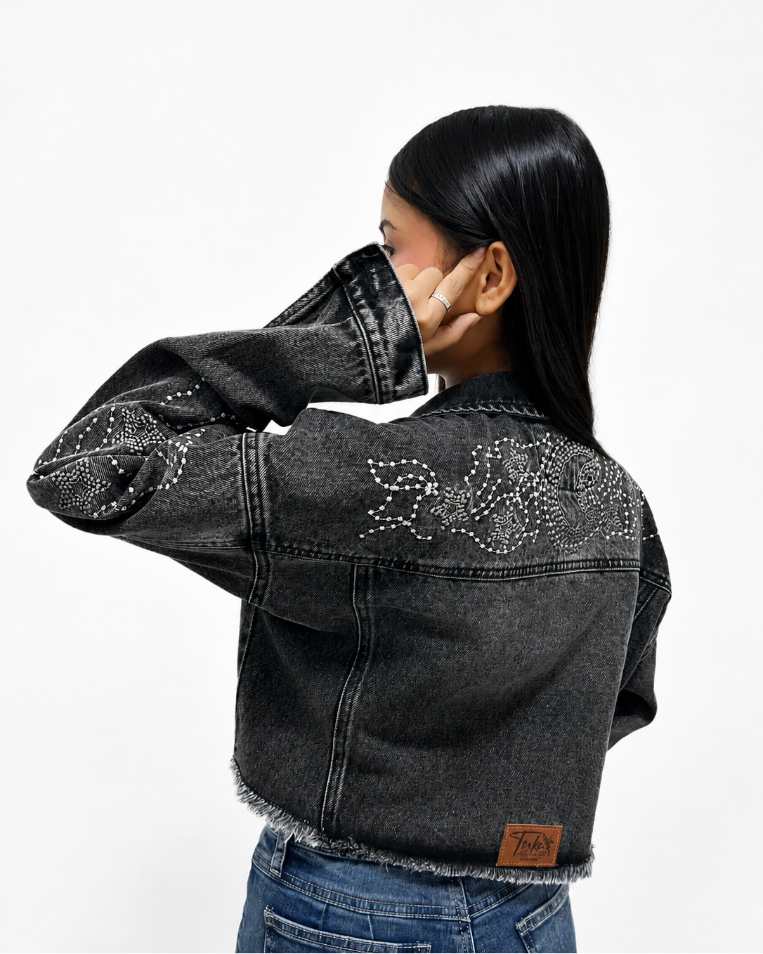 CASACA CROP DESILACHADA ZOE