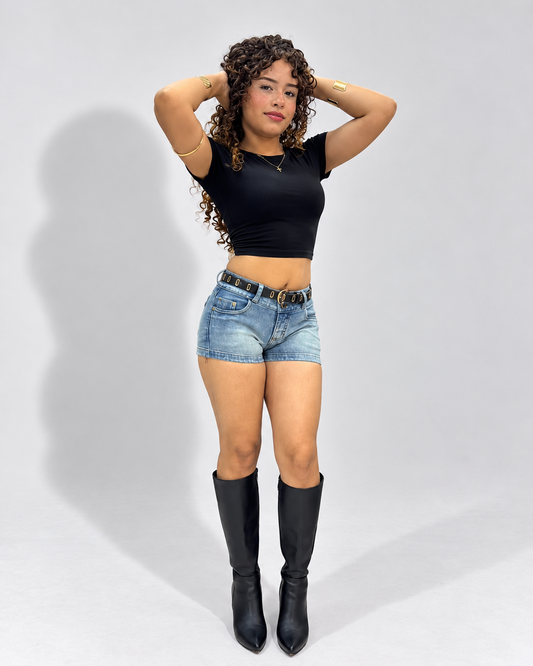 SHORT DOS BOTONES CIELO
